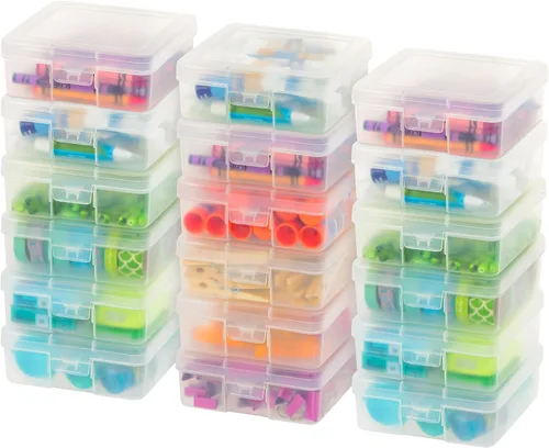Vista 9 de Iris caja de almacenamiento de suministros 10 piezas, Plástico, Transparente, S Bead Storage Organizing Containers with Snap Lid for Arts, Crafts