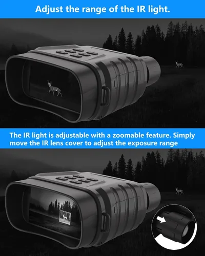 Vista 5 de Gafas de visión nocturna 4K, binoculares, regalo para hombres y adultos, zoom digital 8X, potente luz IR ajustable, visión de hasta 1312 pies