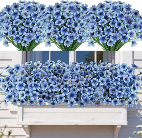 Vista 31 de AmyHomie 20 paquetes de flores artificiales para exteriores, resistentes a los rayos ultravioleta, no se decoloran, plantas de plástico, decoración