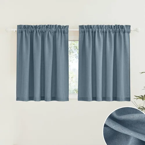 Vista 83 de RYB HOME - Cortinas de lino texturizado semitranslúcidas, privacidad media, filtro de luz, decoración de ventana para dormitorio/baño/sala de estar