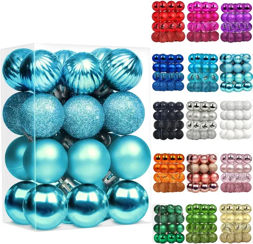 Vista 44 de Emopeak - Juego de 24 esferas navideñas, ornamentos irrompibles, 4 estilos, decoración colgante para árbol de Navidad, boda o fiesta
