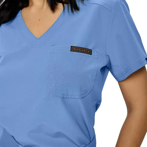 Vista 4 de Camiseta médica para mujer con un bolsillo para mujer