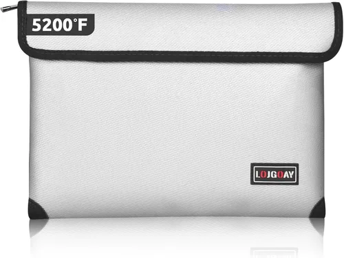 Vista 7 de Bolsa de documentos ignífuga, con aislamiento térmico de 5200 °F, bolsa impermeable ignífuga con cremallera, 8 capas de materiales funcionales