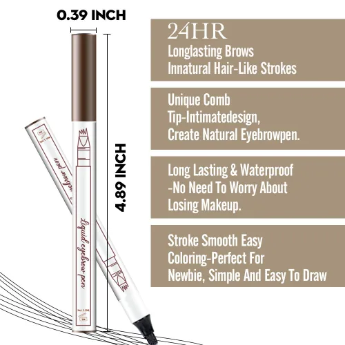 Vista 6 de Lápiz de tinta para cejas de Brow Stylist - Micro lápiz para cejas de 4 puntas con juego de elevación y agarre, con 3 plantillas para cejas