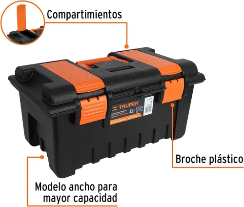 Vista 2 de caja de plástico 22 'compartimentos, naranja