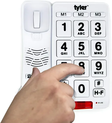 Vista 4 de Tyler TBBP-3-WH Teléfono con cable de botón grande con altavoz para personas mayores y facilidad de uso