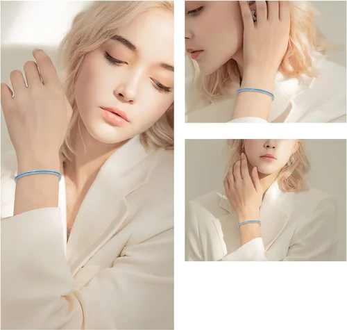 Vista 2 de CiNily Pulsera de ópalo para mujer, chapada en oro, hipoalergénica, con piedras preciosas abiertas