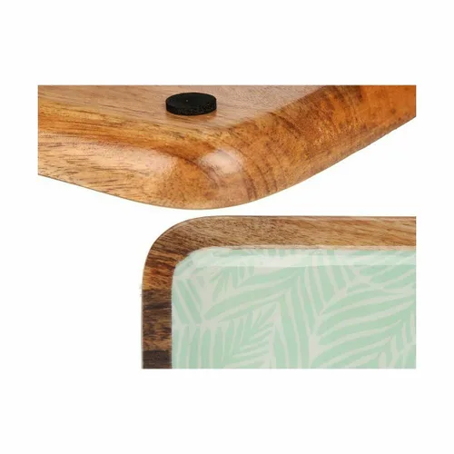 Vista 5 de Centro de Mesa Gift Decor Blanco Marrón Verde Poliéster Resina Madera de mango 25 x 25 cm 25,4 x 2,54 x 25,4 cm Hoja de planta