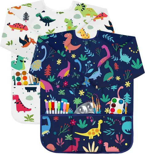 Vista 14 de Bassion Kids Art Smock, Toddlers Painting Aprons Colorful Waterproof Children Artist Smock Age 2-8 Years Gifts