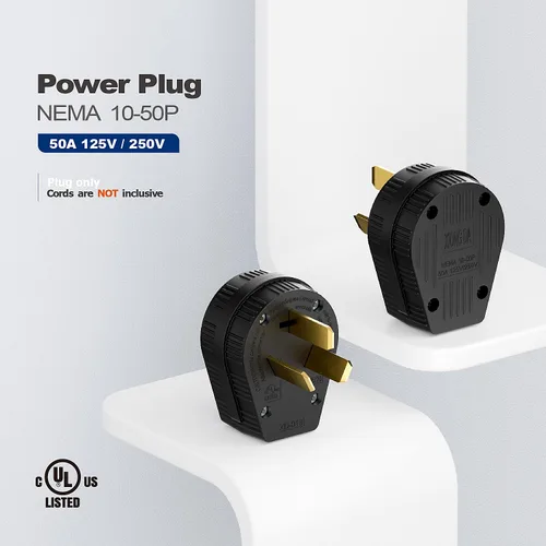 Vista 7 de NEMA 10-50P 50A 125/250V Secadora Ángulo de Rango Enchufe LK3351 3-pole grounding straight blade plug; UL94-V0 nylon housing, fits up to 8AWG 3C