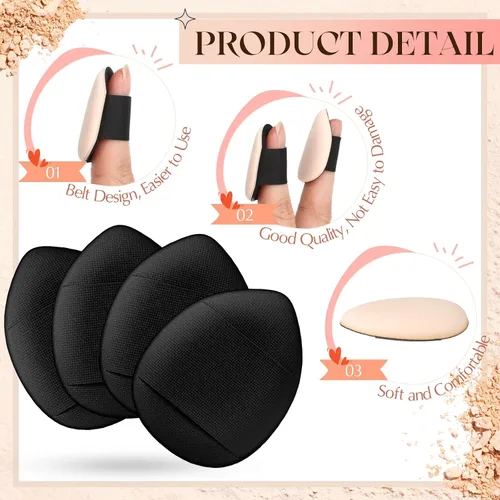 Vista 4 de Gerrii 72 piezas de mini soplo de polvo, esponja de maquillaje de dedos, esponja suave para maquillaje, maquillaje para base, polvo facial, ajuste