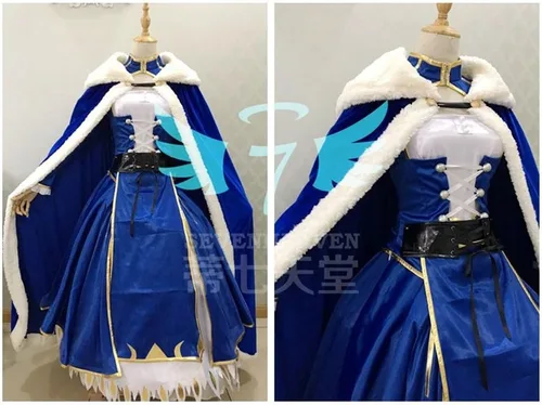 Vista 3 de Artoria Pendragon Sable Cosplay Destino Stay Night UBW Fate Zero Sword Cosplay Disfraz con capa