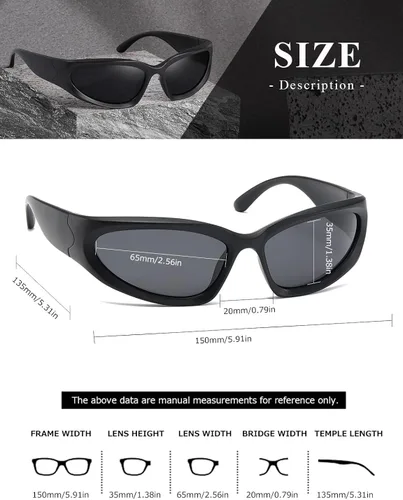 Vista 4 de kimorn Y2K K1273 - Lentes de sol polarizados envolventes para mujeres y hombres Swift Oval Fashion Sport Shades