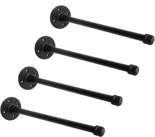 Vista 13 de Soportes industriales de tubo de hierro negro de 1/2 pulgada, soporte rústico para colgar en la pared, soportes de tubo personalizados para estantes
