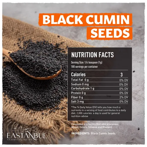 Vista 2 de Eastanbul Semillas de Nigella, semillas de comino negro, comino negro entero, sabrosas, naturales, también conocidas como Nigella Sativa y Kalonji