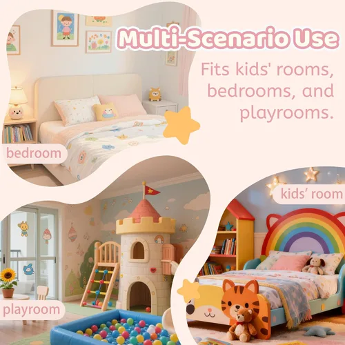 Vista 9 de Cama Montessori Full con rieles altos y luz LED, color blanco