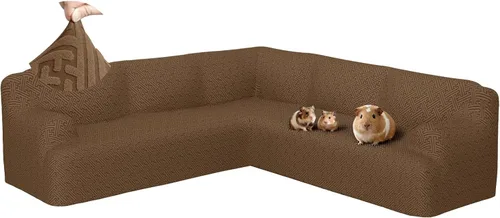Vista 30 de Fundas para sofá seccional en forma de L de 1 pieza, fundas de esquina elásticas para sofá, funda de sofá antideslizante, lavable, fundas de sofá