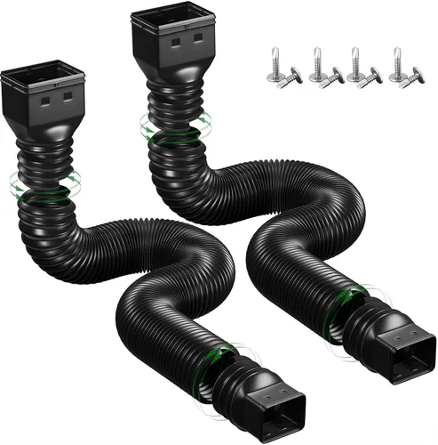 Vista 11 de Paquete de 2 extensiones flexibles de bajante de canalón, conector extensor de bajante de drenaje 21"-68", tornillos incluidos, blanco