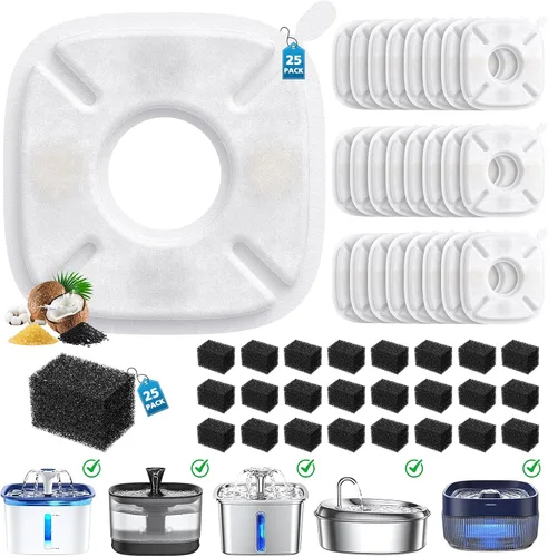 Vista 10 de Paquete de 32 filtros de fuente para mascotas para Veken 95oz/2.8L, 67oz, 85oz, 135oz fuentes de agua para perros y gatos, incluye 16 piezas