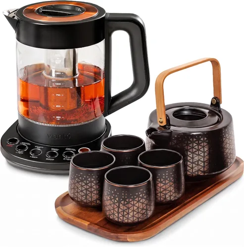 Vista 14 de Vianté - Tetera eléctrica con infusor para hojas sueltas. Elaborador de té caliente con control de temperatura y apagado automático. Tetera