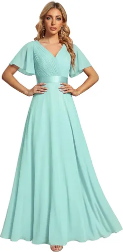 Vista 33 de Ever-Pretty Vestidos formales de mujer para madre de la novia, de manga corta, de chifón, con cintura imperio, de largo hasta el suelo, para dama