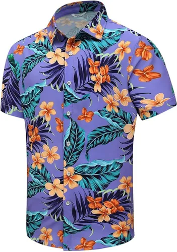 Vista 10 de SheLucki - Camisa hawaiana para hombre, unisex, de manga corta, con botones, para la playa y el verano, ropa casual estampada con sombra de palmas