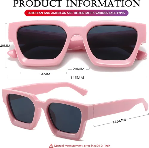 Vista 29 de AIEYEZO Gafas de sol cuadradas para mujeres y hombres, gafas de sol cuadradas con montura gruesa, estilo de diseñador simple