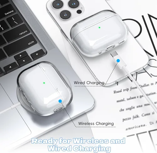 Vista 7 de Funda para Estuche de Airpods Pro de 2ª/1ª Generación, Compatible con Estuche de Airpods Pro de 2ª Gen Puerto de Carga USB C, Funda Suave