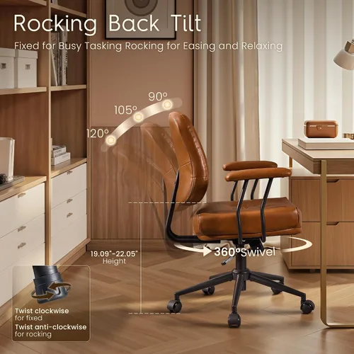 Vista 6 de HOOOWOOO Silla de Oficina Ergonómica, Silla de Escritorio Moderna de Computadora de Media Siglo, Silla Ejecutiva Cómoda con Asiento Extra Ancho