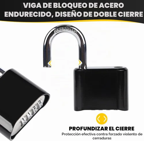 Vista 6 de Candados de combinación para exteriores, 4 dígitos, candado de combinación resistente al agua, candado de alta seguridad con combinación