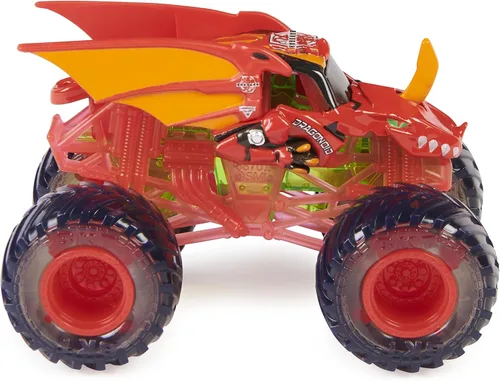 Vista 3 de Monster Jam Camión fundido a troquel 1:64 Spin Master 2022 con accesorio adicional: Dragonoid de tripulación transparente