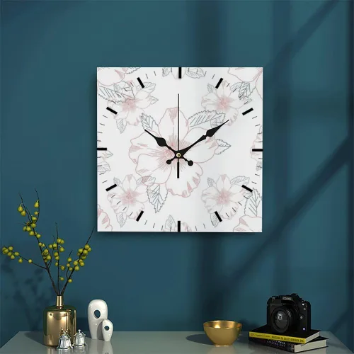 Vista 3 de Pink White Rose Flower Small Wall Clock Small Clocks Battery Operated Square Wall Clock Battery Clocks for Kitchen for Kitchen Bathroom Bedroom