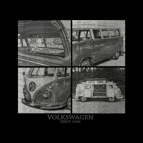 Vista 2 de Volkswagen Campervan 1949 Various Sketches - Sudadera con capucha para hombre