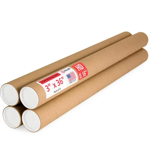 Vista 46 de Tubo de cartón reforzado de 2 x 18 pulgadas, paquete de 4 tubos con 8 tapas, seguro aprobado por USPS, ideal para envío y almacenamiento