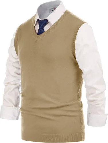 Vista 6 de PJ Paul Jones Chaleco de punto con cuello en V para hombre, chaleco clásico sin mangas