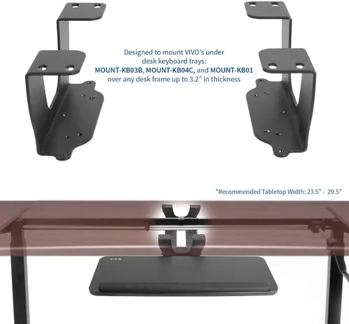 Vista 3 de VIVO Soportes espaciadores dobles de acero para bandeja deslizante de teclado y mouse debajo del escritorio, montaje espaciador de altura