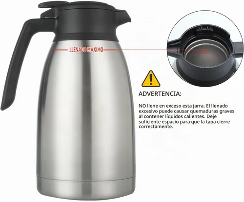 Vista 7 de Heritage66 Jarra térmica de café de 2L con cepillo de limpieza, servidor de acero inoxidable aislado al vacío de triple pared, mantiene las bebidas