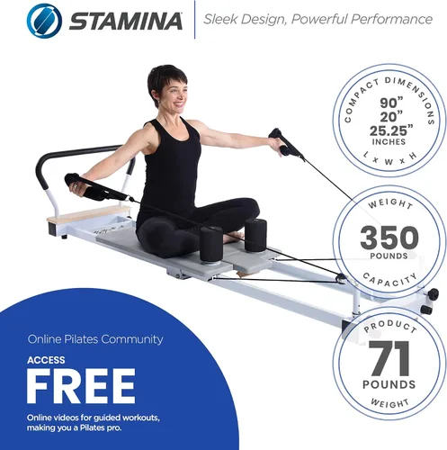 Vista 4 de AeroPilates Precision Series Reformer 535 - Máquina de entrenamiento de Pilates Reformer para gimnasio en casa - Capacidad de peso de hasta 350