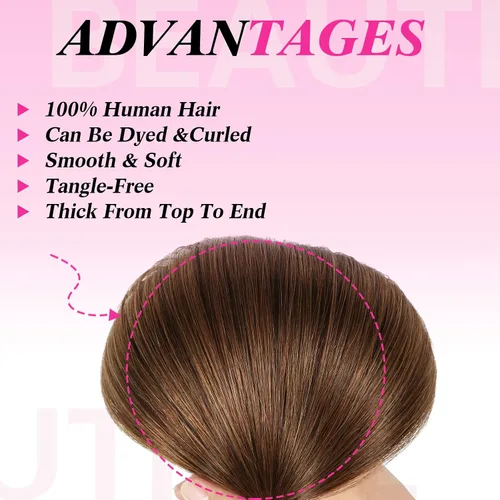 Vista 4 de Extensiones de cabello humano real con pinzas, extensiones de cabello humano 100% humano, extensiones de cabello humano brasileño Remy, extensiones