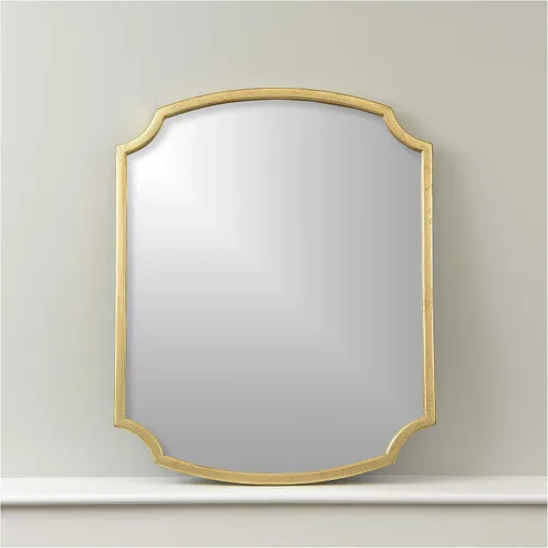 Vista 9 de Best Home Fashion Espejo de pared adornado con arco o corona, marco de madera con acabado dorado, forma rectangular, 40 pulgadas de largo x 24