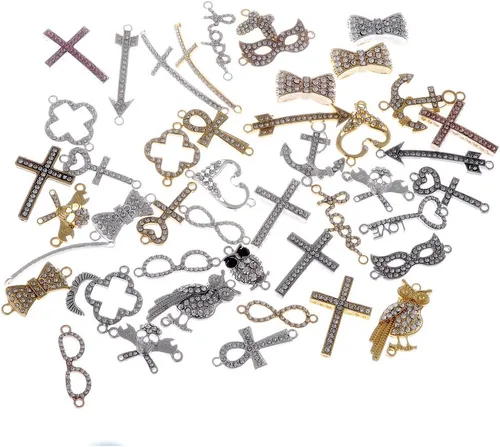 Vista 2 de RUBYCA Mezcla Surtido 25pcs Lote Metal Lateral Pulsera de Cristal Conector de Cuentas DIY Joyería Shamballa