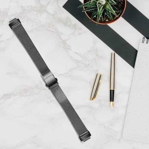 Vista 4 de FitTurn Paquete de 2 correas delgadas compatibles con Fitbit Inspire 3 SmartWatch, de malla de acero inoxidable ajustable, pulseras de reloj