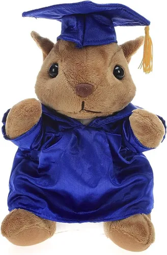 Vista 10 de Plushland Juguetes de peluche de ardilla, regalos para el día de graduación, texto personalizado, nombre o logotipo de tu escuela en el vestido, lo