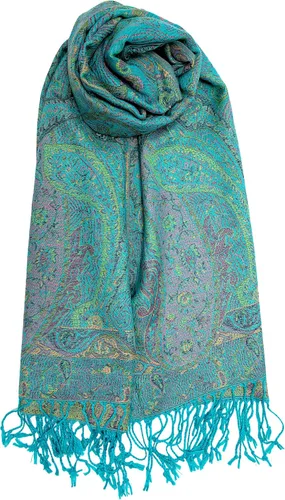 Vista 4 de Achillea Bufanda reversible de pashmina con estampado paisley – Chales y envolturas indios exóticos para vestidos de noche, festivales, todas