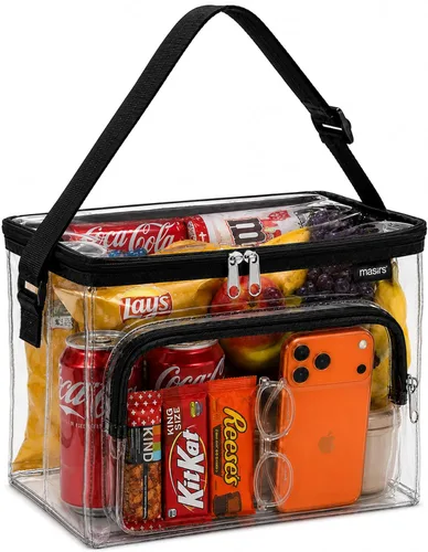 Vista 8 de Masirs Clear Lunch Bag PVC See-Through with Adjustable Shoulder Strap