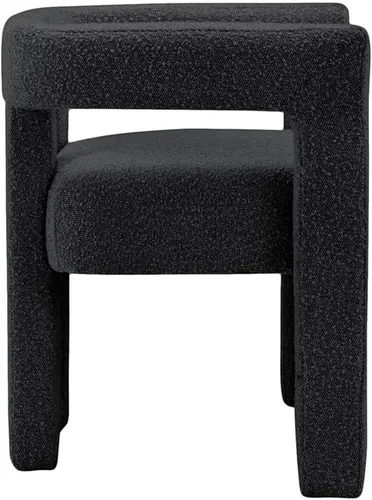 Vista 4 de Meridian Furniture Colección Athena Moderna Contemporánea Silla de Acento Comedor Tapizada en Tela Boucle, 25" An x 21" Pr x 27" Al, Negro