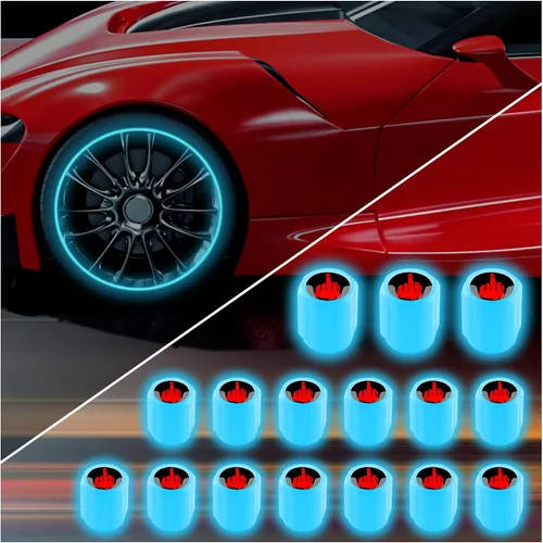 Vista 14 de 16 PCS tapones fluorescentes para vástago de válvula de neumático, tapones luminosos para válvula de aire de rueda de automóvil, accesorios