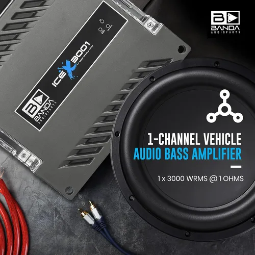 Vista 4 de Banda Ice X 3001-1 Canal 3000 Watts RMS 1 Ohm Amplificador para Coche