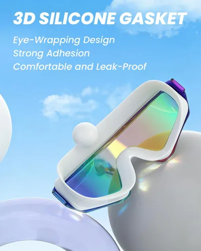 Vista 7 de Paquete de 2 gafas de natación para adultos, hombres y mujeres, protección UV antivaho sin fugas, visión amplia de 180°, visión clara, gafas