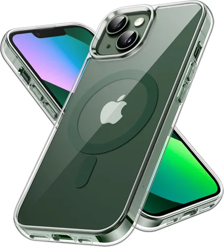 Vista 8 de JETech Funda magnética para iPhone 13 de 6.1 pulgadas, compatible con carga inalámbrica MagSafe, a prueba de golpes, parte trasera transparente